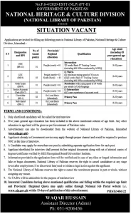 PNCA National Heritage and Culture Division Jobs 2022 Islamabad
